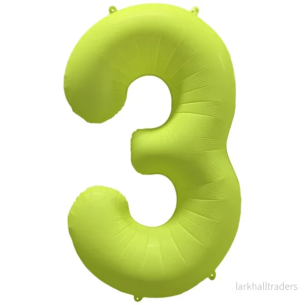 Folieballong siffra, 3 neon gul 86 cm Folieballong siffra, 3 neon gul 86 cm