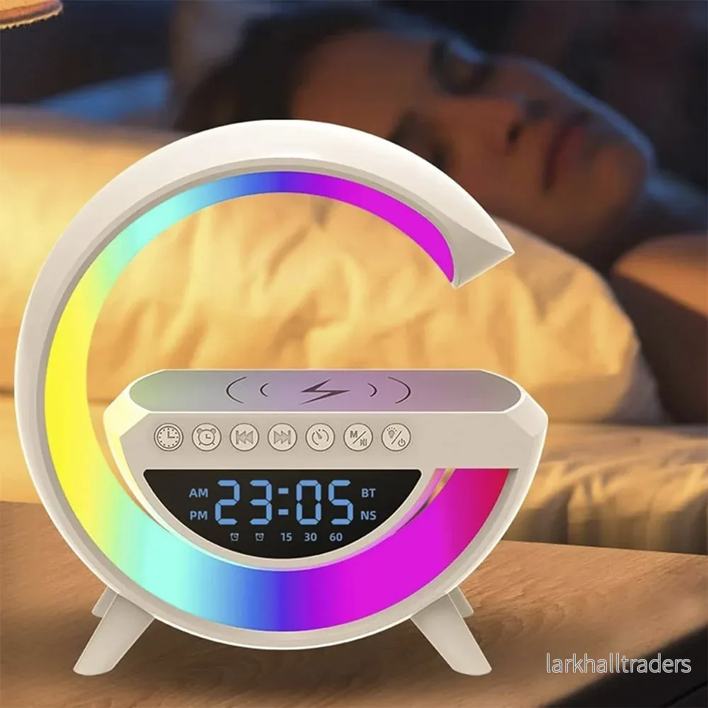 G-ljus – Trådlös RGB-lampa, laddare och Bluetooth-högtalare