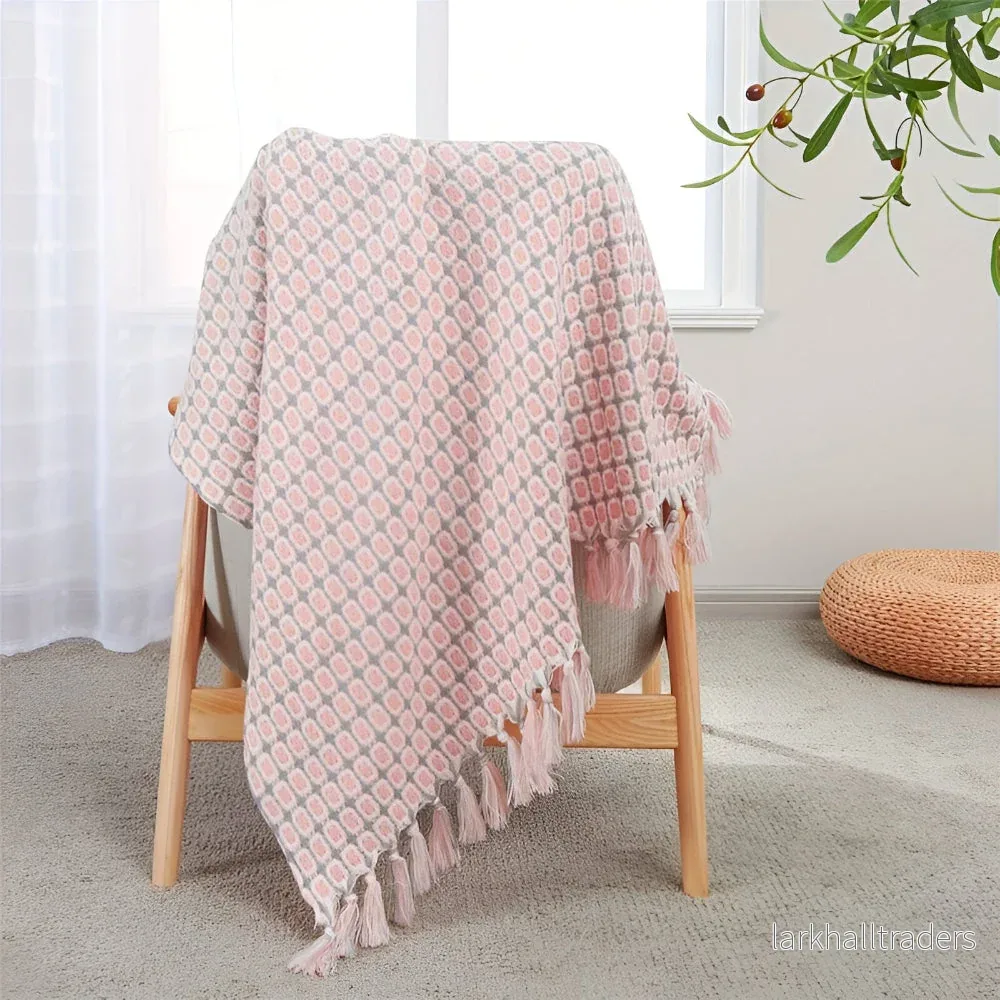 PeaKnit Aura – Färgstark Fransad Fleecefilt i Vintage-Design - Bild 2