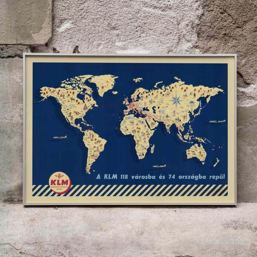 KLM världskarta Poster
