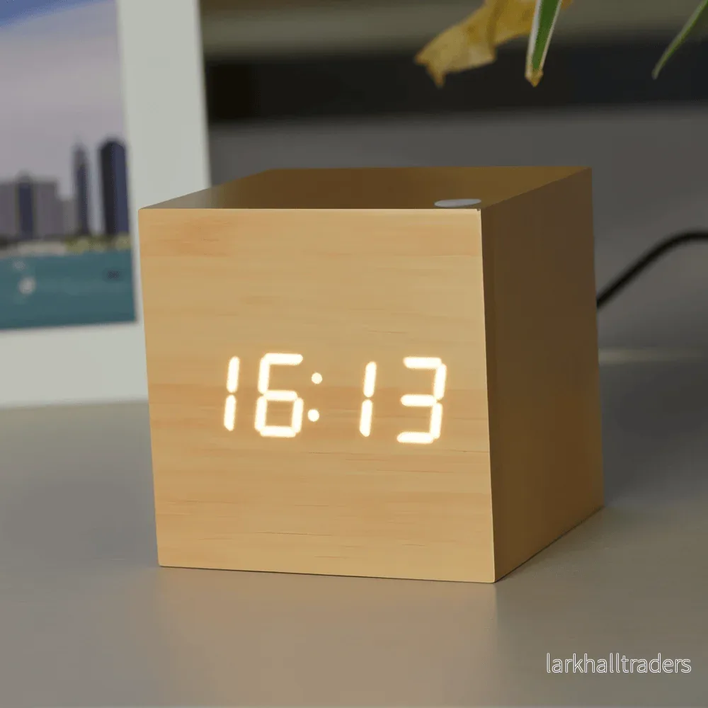 CubeGlow – Digital LED Träväckarklocka i Kubdesign - Bild 2