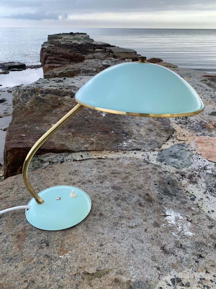 SIS vintagelampa - Original isblå och mässing - Bild 3