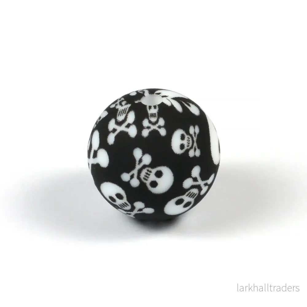 Silikonpärlor, skull, 15mm