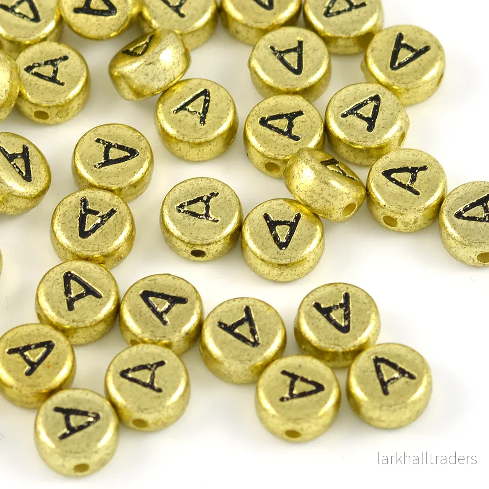 Bokstavspärlor, guld, A–Z, 100st Bokstavspärlor, guld, A–Z, 100st