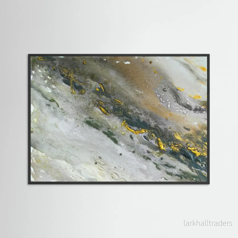 Fine Art Print Abstrakt Marmor Guld Grå - Marble Wave Gray | Museumskvalitet - Bild 3
