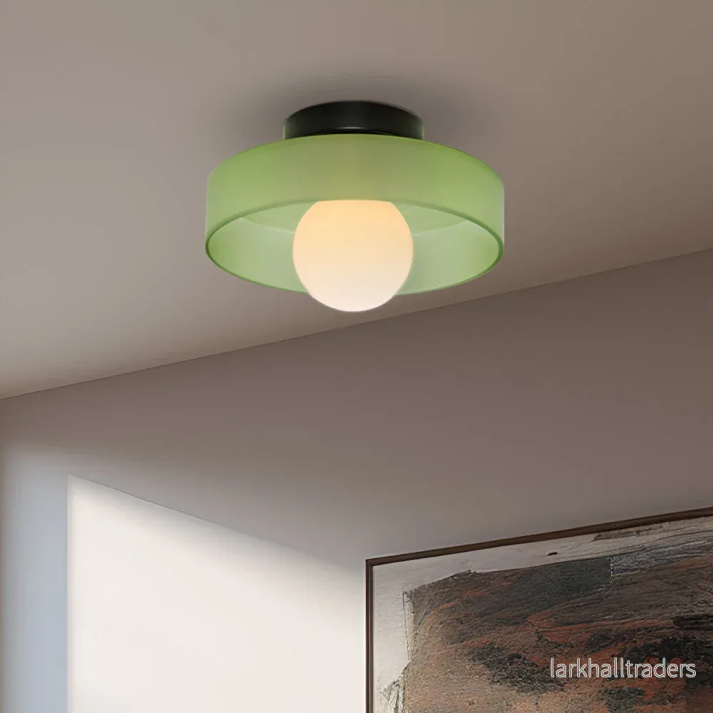 Lunara – Samtida Rund LED Taklampa i Glas och Sten Lunara – Samtida Rund LED Taklampa i Glas och Sten