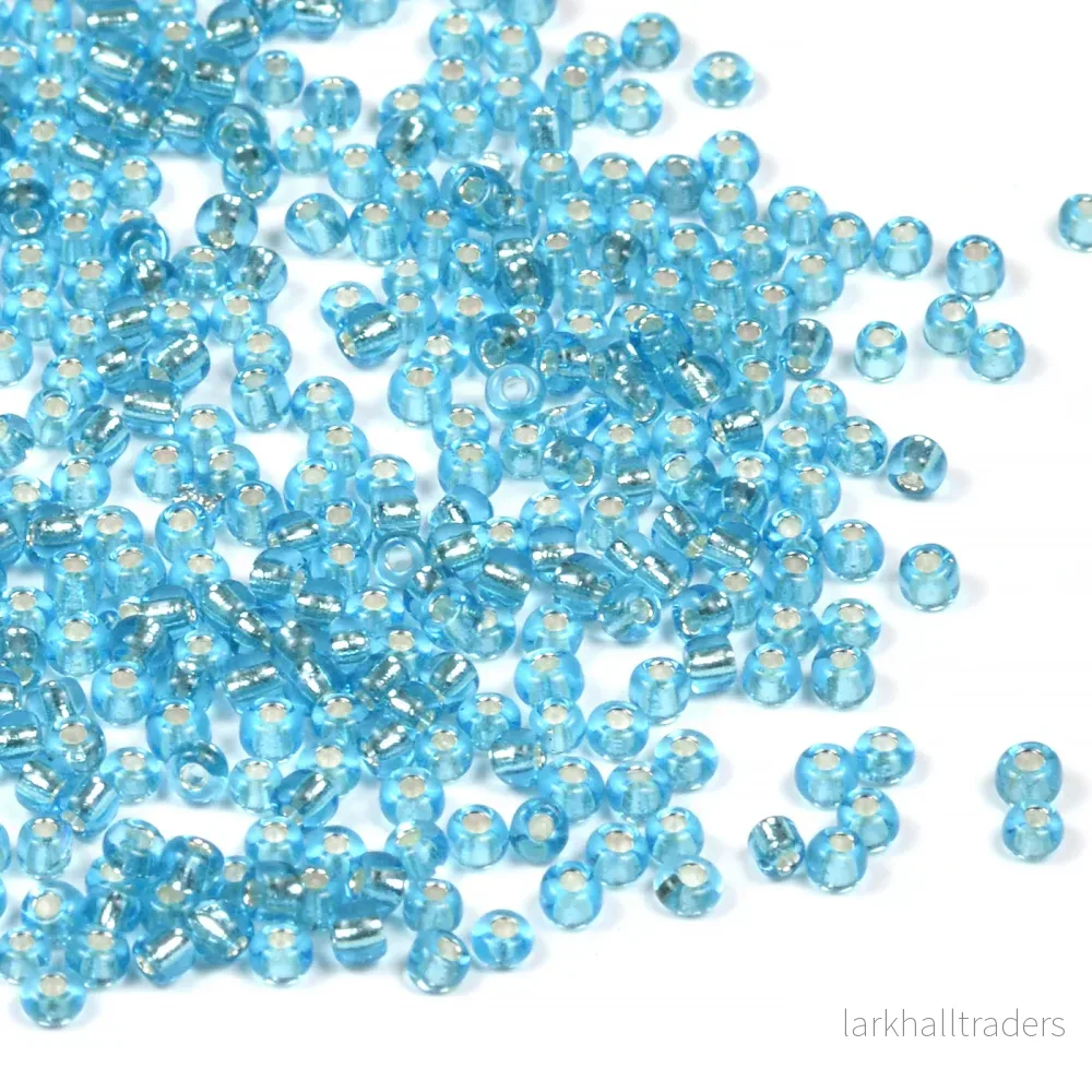 Seed Beads, 2mm, silverlined ljusblå, 30g Seed Beads, 2mm, silverlined ljusblå, 30g