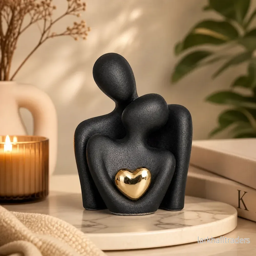 MonoHjärta Skulptur – Modern Minimalistisk Parfigur i Keramik - Bild 3