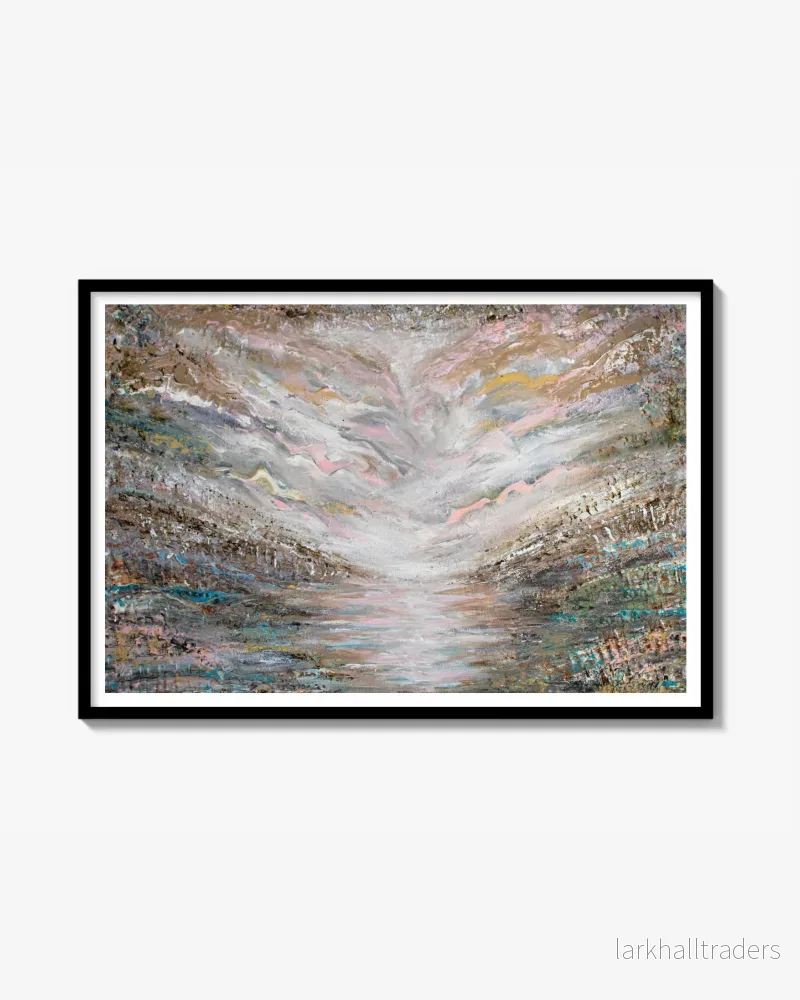 Fine Art Print Abstrakt Havslandskap Grön Guld Rosa - Shades of Pink | Museum Kvalitet - Bild 3