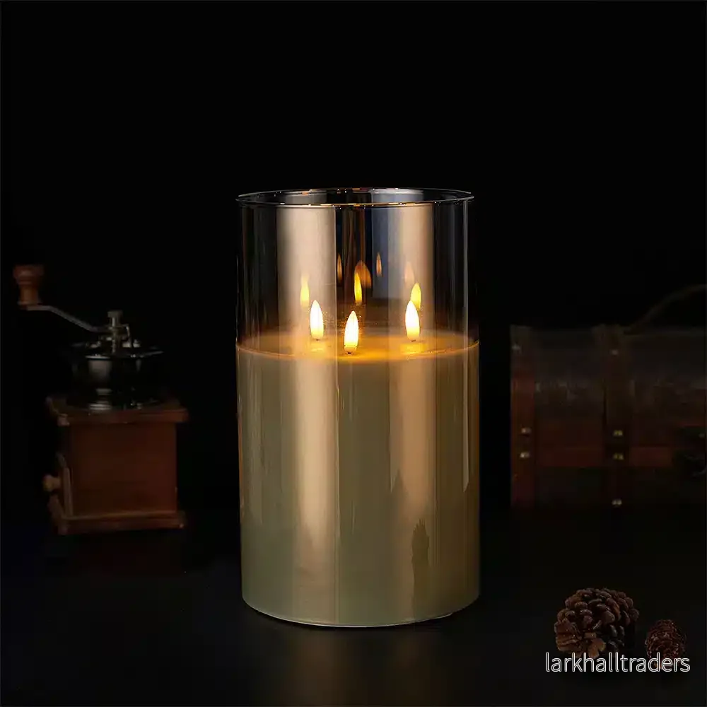 LED-Stearinljus med 3 lågor - 1 st. - Ø15 x 25 cm - Guld, Grå eller Vit - Bild 3