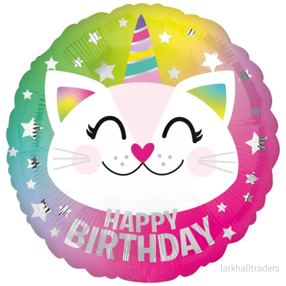 Folieballong, happy birthday katt 43 cm