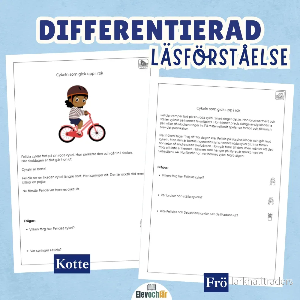 Differentierad läsförståelse - "Cykeln som gick upp i rök", samma berättelse i fyra olika nivåer - Bild 2