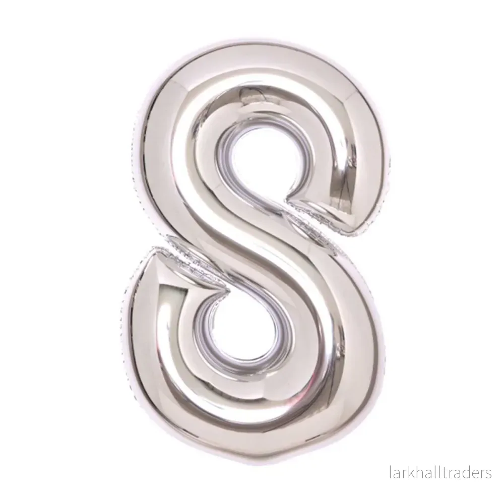 Folieballong, siffra 8 silver 66 cm