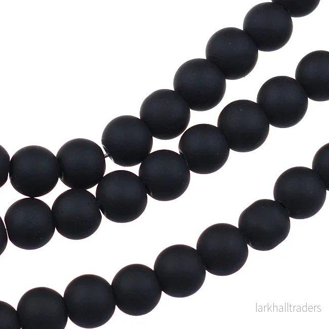 Gummiklädda glaspärlor, svart, 6mm Gummiklädda glaspärlor, svart, 6mm