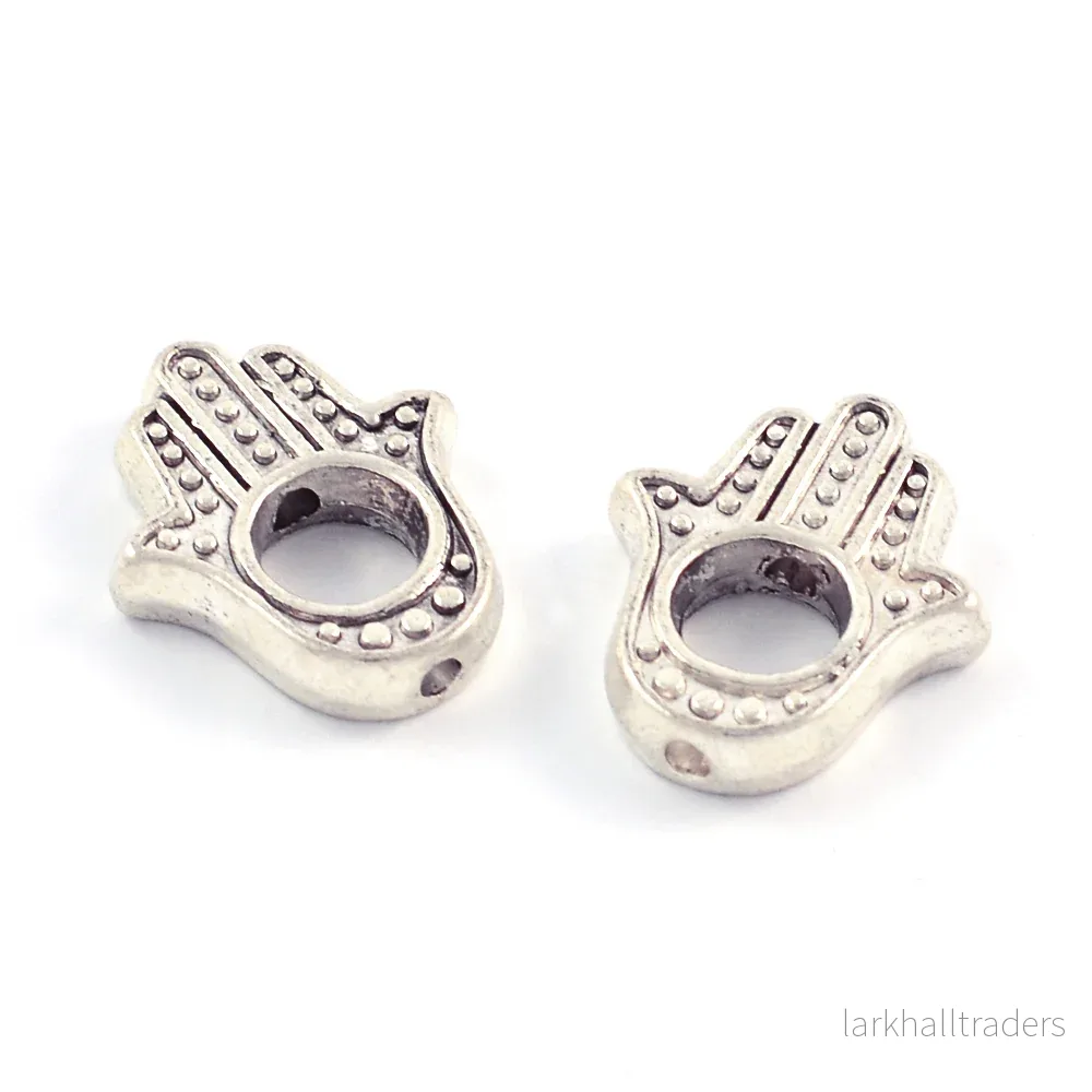 Metallpärlor, Hamsas hand, antiksilver, 13x15mm, 10st