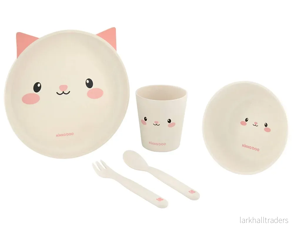 Bordsservis Bambuset Katt Rosa