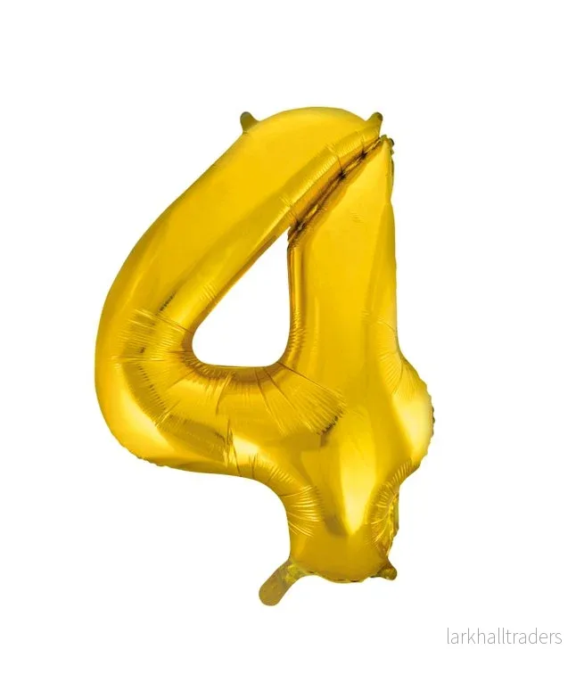 Folieballong, siffra 4 guld 86 cm Folieballong, siffra 4 guld 86 cm