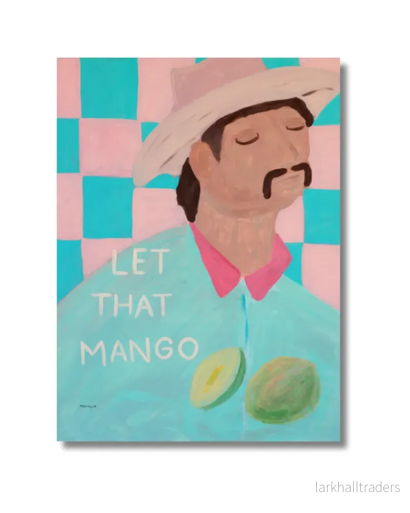Let that Mango , Original akrylmålning, Med rutiga sidor Let that Mango , Original akrylmålning, Med rutiga sidor