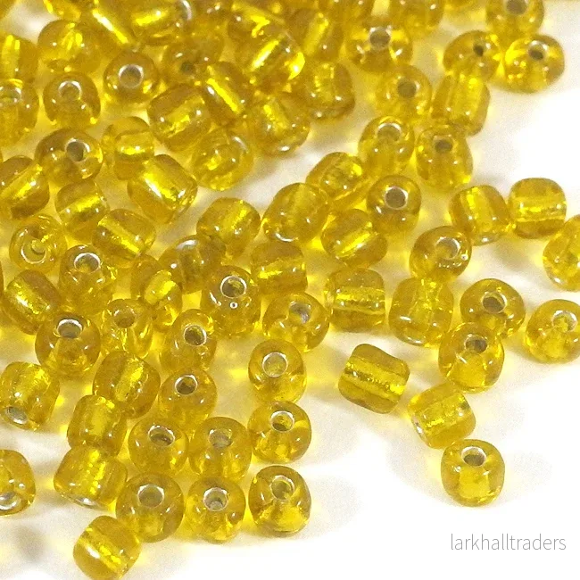 Seed Beads, 4mm, silverlined gul, 30g Seed Beads, 4mm, silverlined gul, 30g