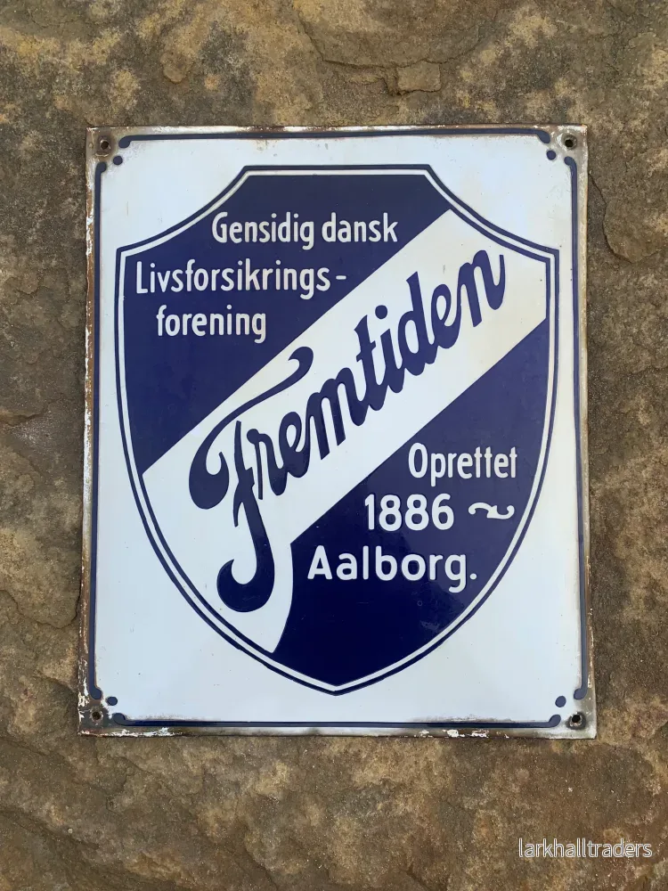 Emaljskylt – Ömsesidig dansk livförsäkring Emaljskylt – Ömsesidig dansk livförsäkring