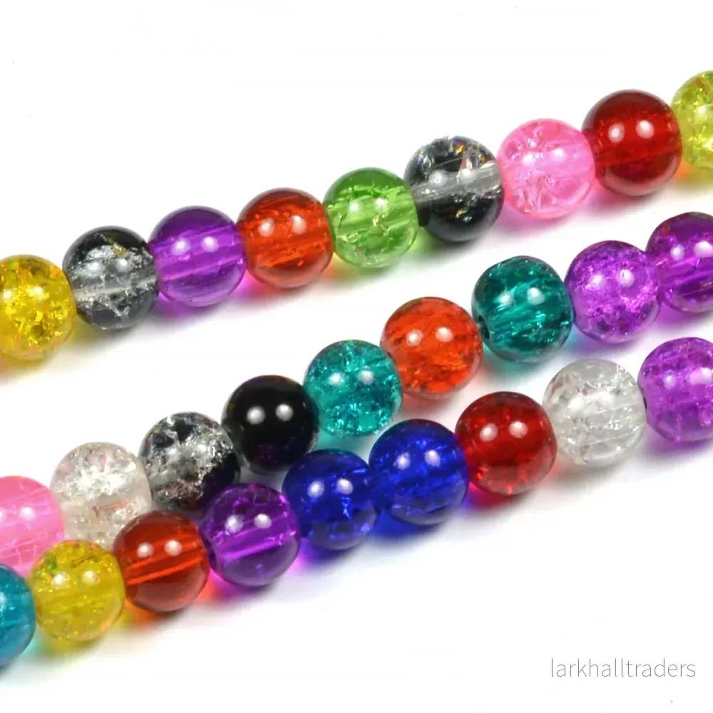 Krackelerade glaspärlor, färgmix, 6mm Krackelerade glaspärlor, färgmix, 6mm