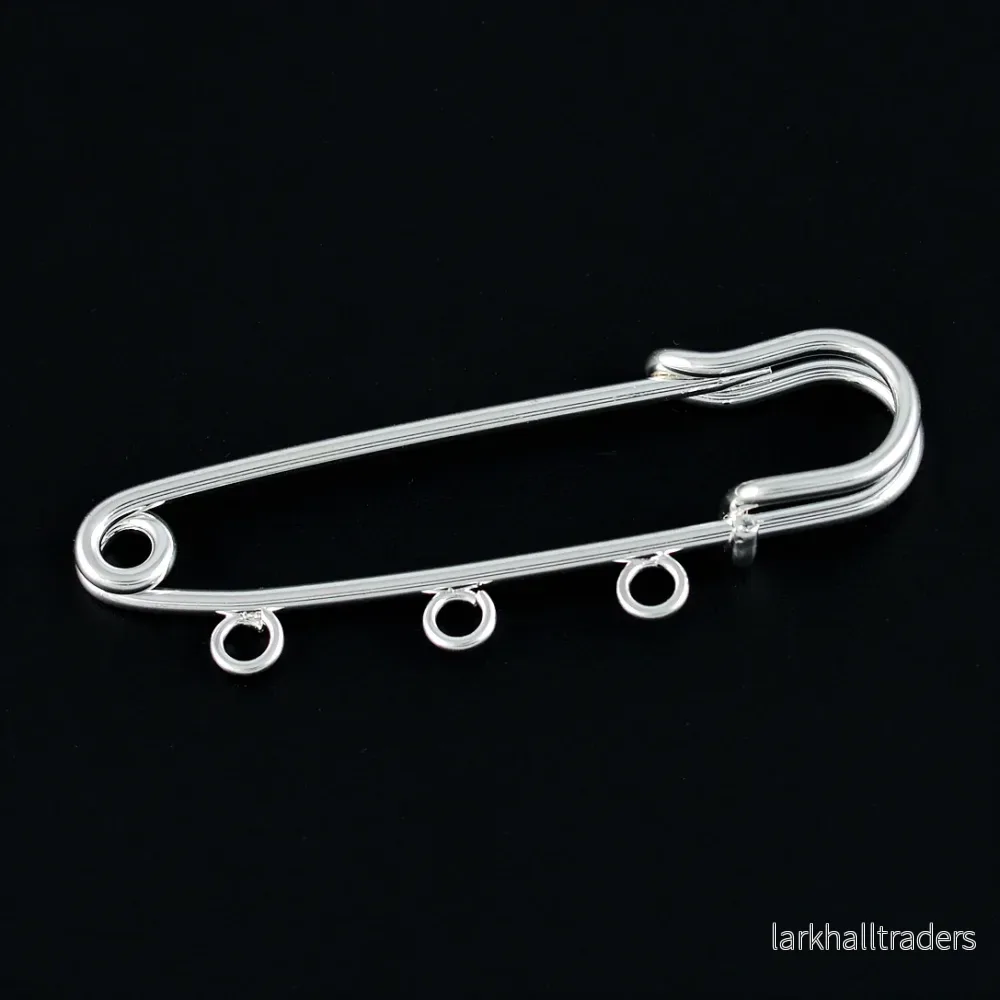Kiltnål med 3 öglor, silver, 50mm, 1st Kiltnål med 3 öglor, silver, 50mm, 1st