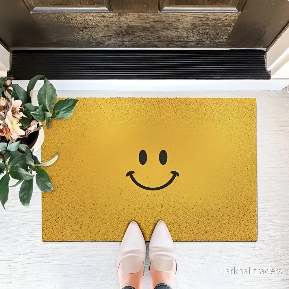 Halkfri dörrmatta i PVC med smiley