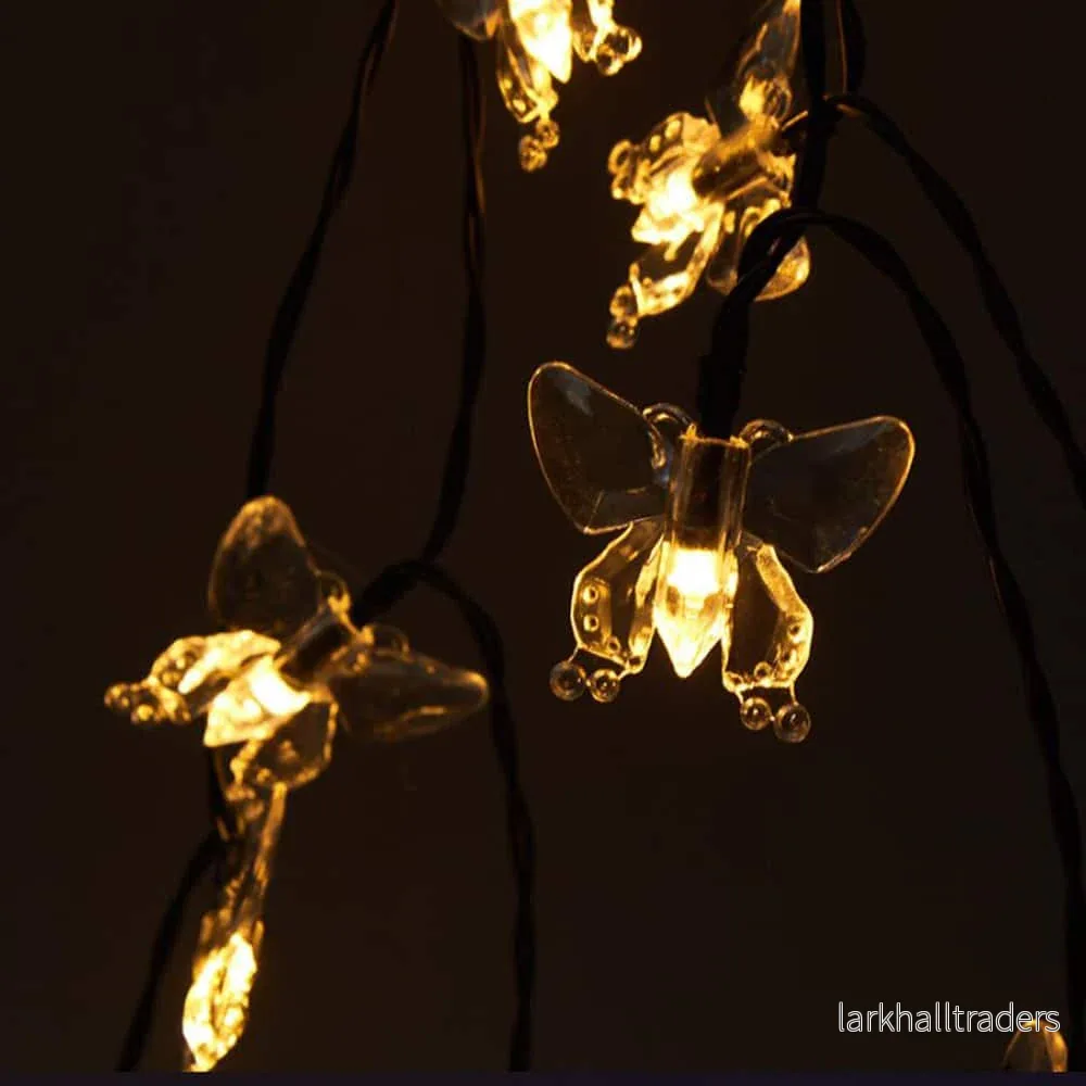 LED-ljusslinga 4 meter med 30 Fjärilar – Solcellsdriven –
