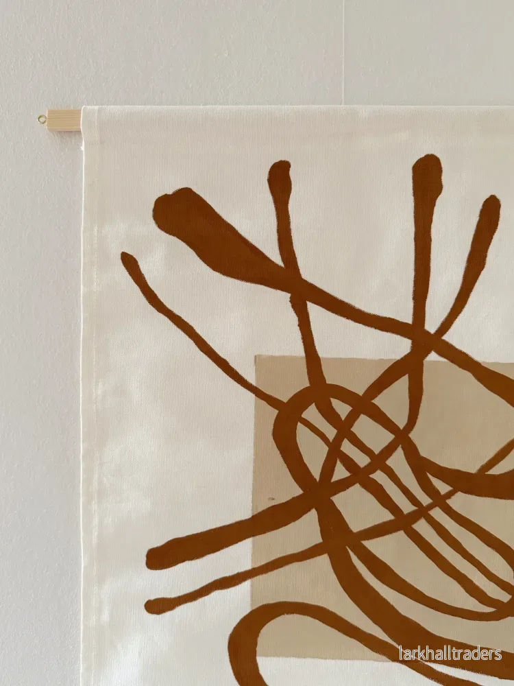 Textilkonst Original - Basic shapes ochre + beige Liten. - Bild 3