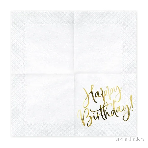 Servetter, happy birthday guld 20 st - Bild 2