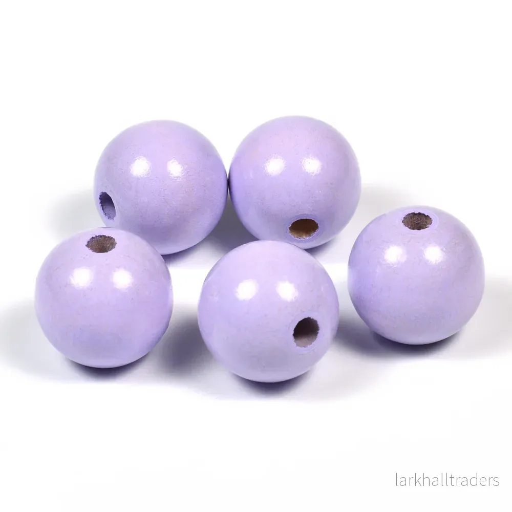 Träpärlor, 20mm, lavendel, 10st