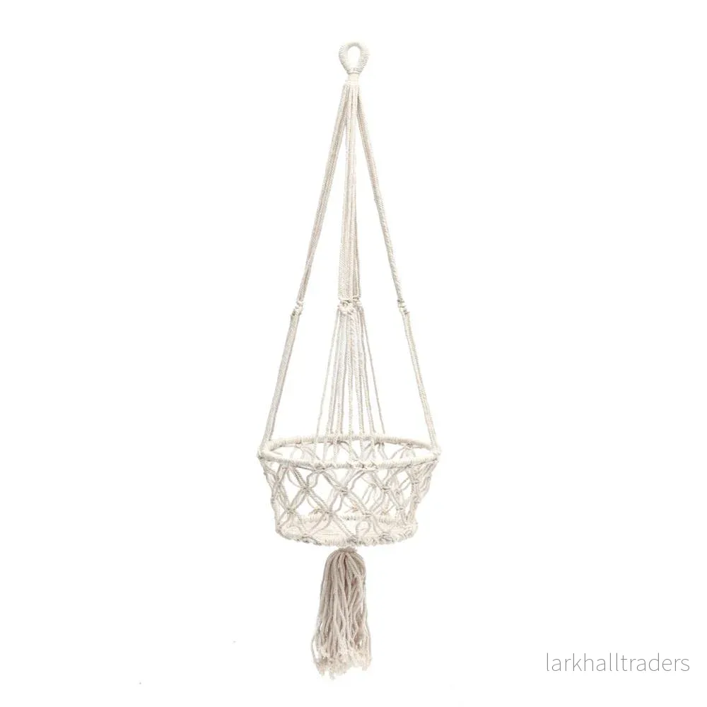 Macrame Växthållare – Vit – L Macrame Växthållare – Vit – L