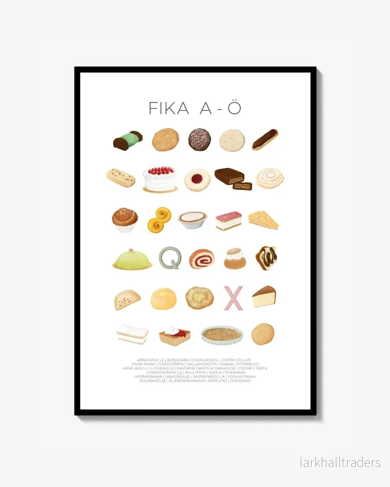 Fika A-Ö Swedish Alphabet Poster