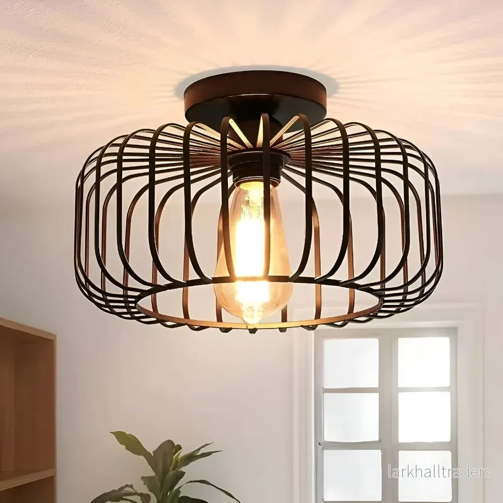 CageLume – Svart Fågelbur Taklampa i Modern Industriell Design - Bild 2
