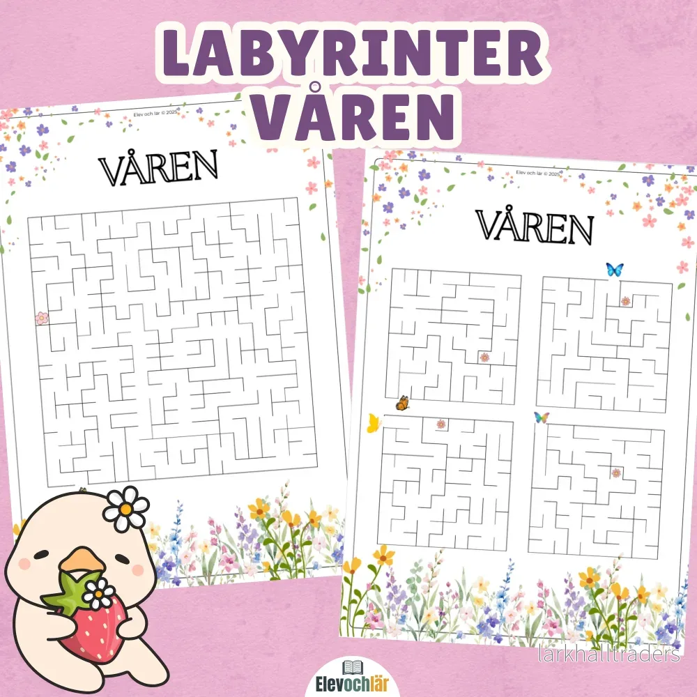 Labyrinter våren – hjälp fjärilen till blomman! + facit Labyrinter våren – hjälp fjärilen till blomman! + facit