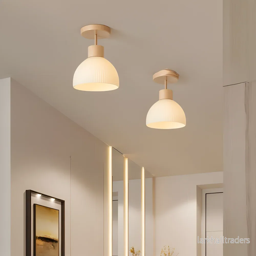 LjusAisle – Nordisk Ribbad LED Taklampa i Glas och Trä - Bild 2