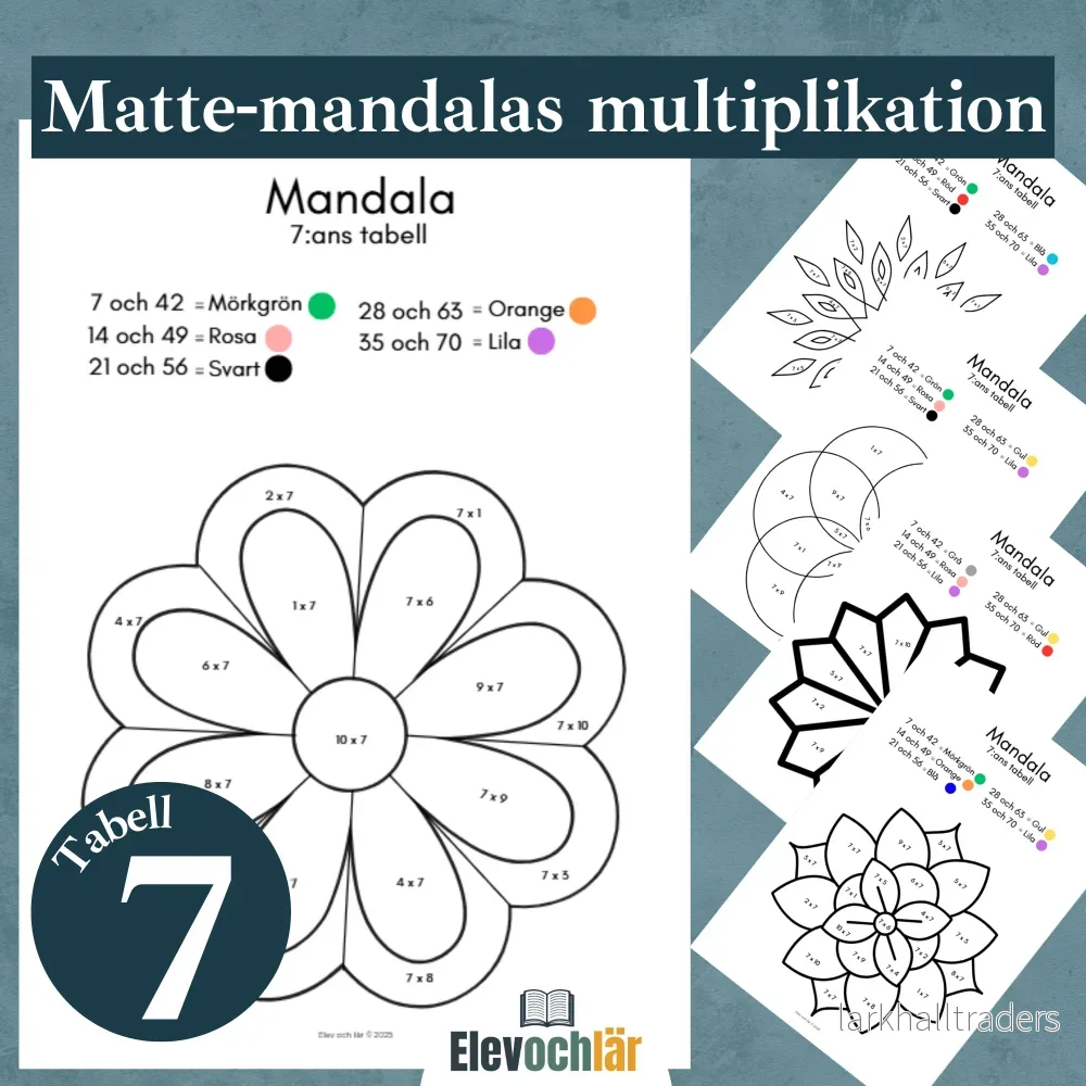 Matte-mandalas 7:ans multiplikationstabell Matte-mandalas 7:ans multiplikationstabell