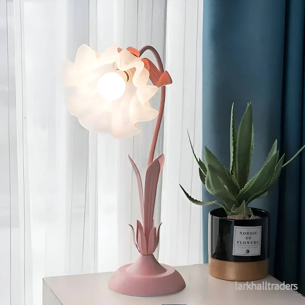 Fleur de Lumière – Bordslampa i fransk antik stil med blomsterdesign – Dekorativ lampa för sovrum & vardagsrum - Bild 3