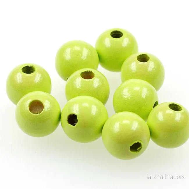 Träpärlor, 12mm, lime, 35st Träpärlor, 12mm, lime, 35st
