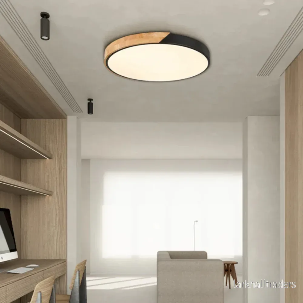 Skandinavisk LED-taklampa i trä med varm design - Bild 3