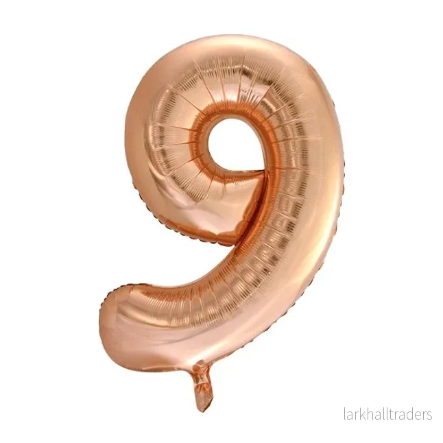 Folieballong, siffra 9 roséguld 86 cm