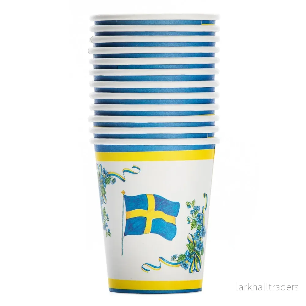 Pappersmuggar, svenska flaggan 12 st Pappersmuggar, svenska flaggan 12 st