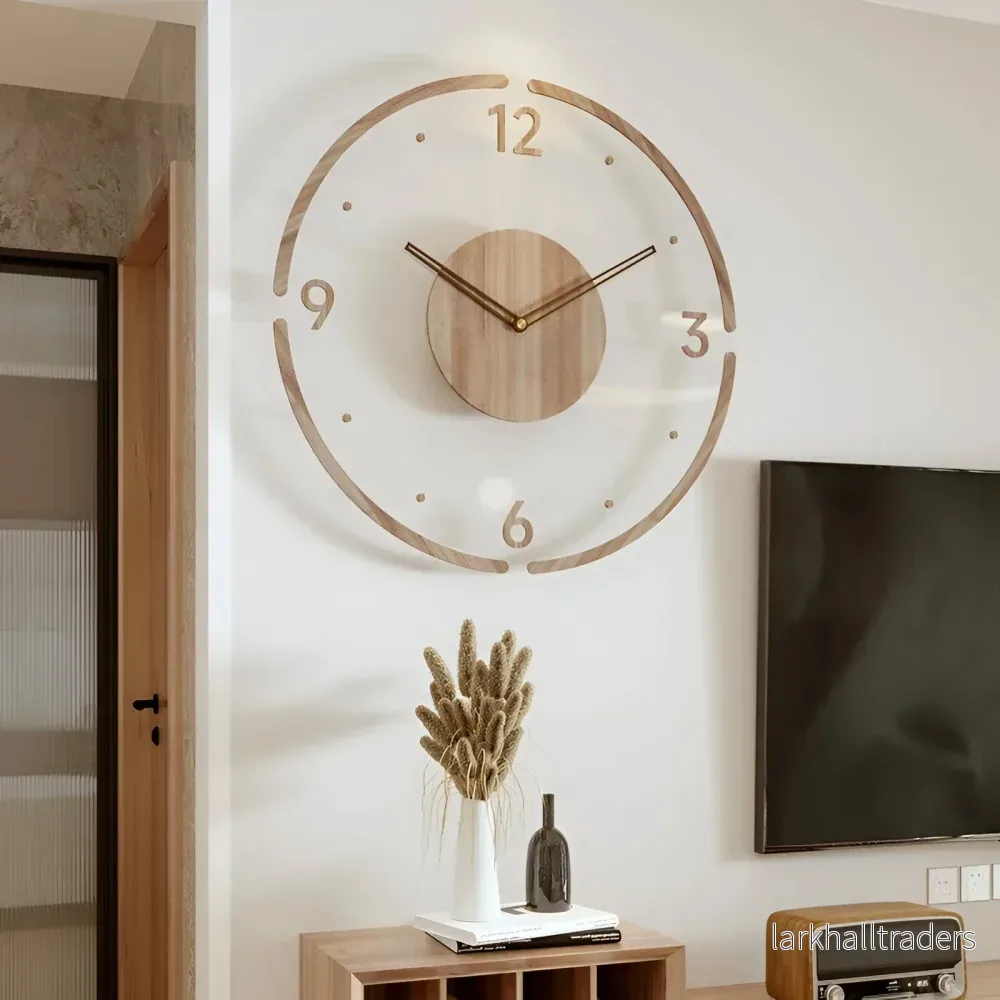 SilentView – Transparent Väggklocka i Akryl & Trä - Bild 3