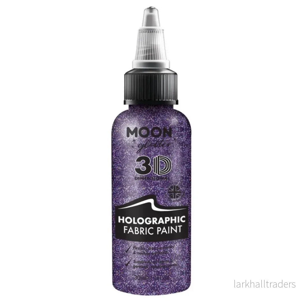 Moon Glitter Holographic Glitter Fabric Paint, purple 30 ml