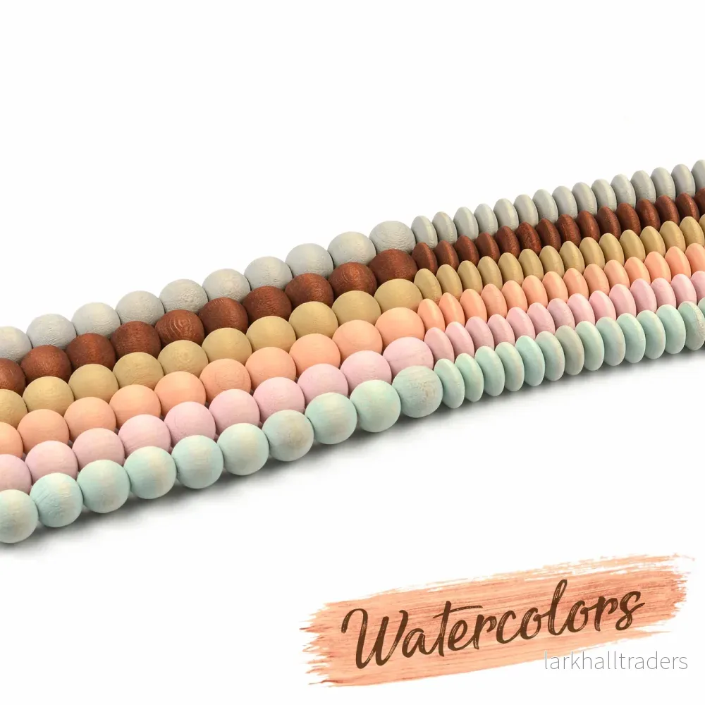 Träpärlor, 10mm, watercolors – blue, 40st - Bild 2