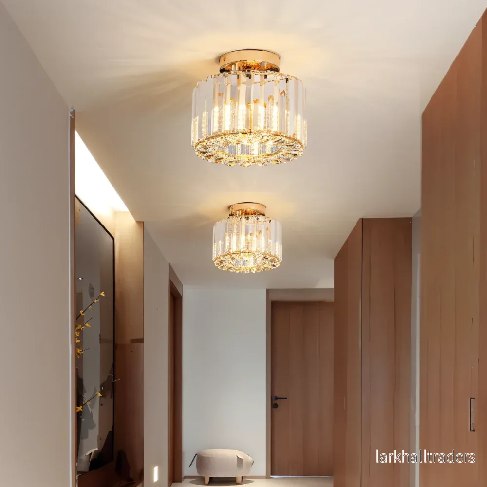 LustraVine – Halvinkapslad Kristalltaklampa med Modern Rund Design - Bild 2