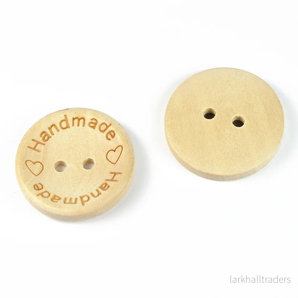 Naturliga träknappar "handmade" 25mm, 10-pack - Bild 3
