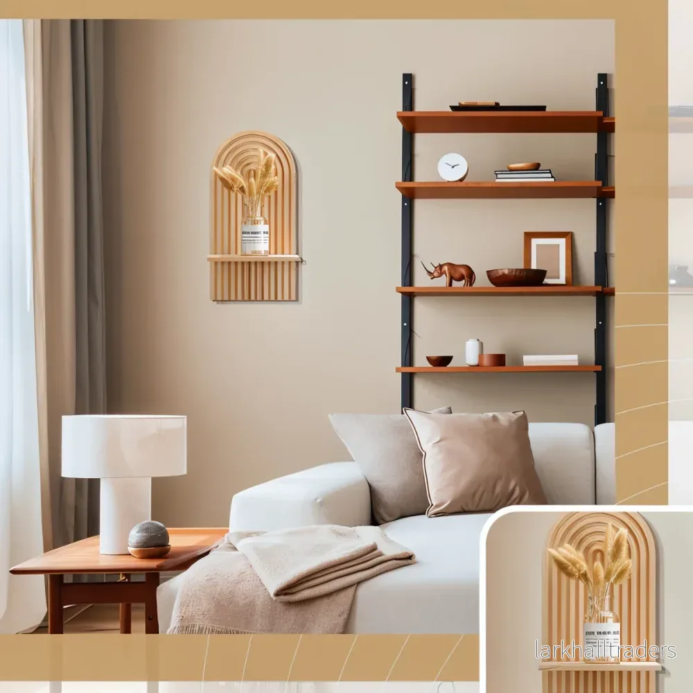 ArchiCurve Shelf – Minimalistisk Boho Trähylla i Skandinavisk Stil - Bild 3