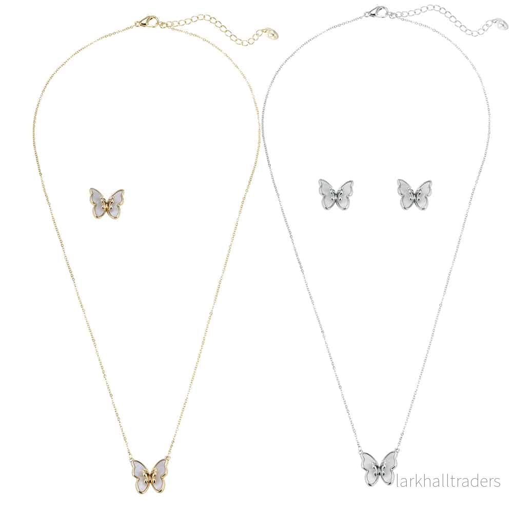 Halsband, guld- eller silverfärgad, fjärilshänge, justerbar