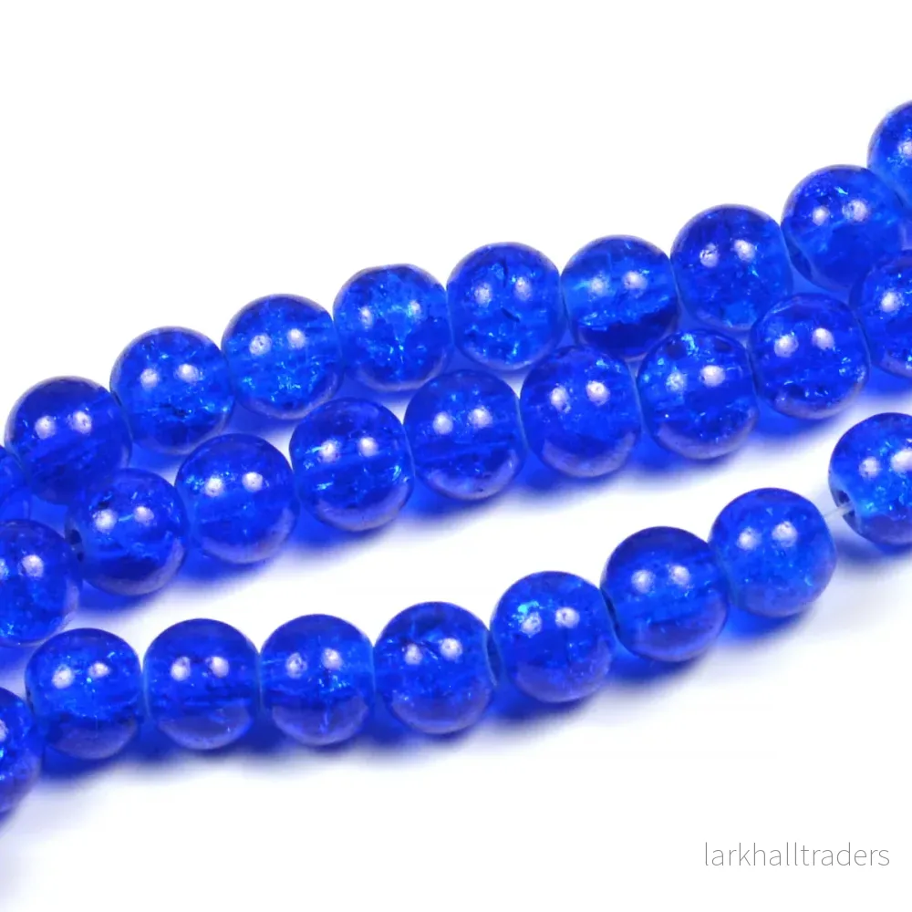 Krackelerade glaspärlor, marinblå, 6mm Krackelerade glaspärlor, marinblå, 6mm